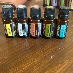 Doterra Essential Oil 5-Pack with Yellow, White, Orange, Green, Blue Labels